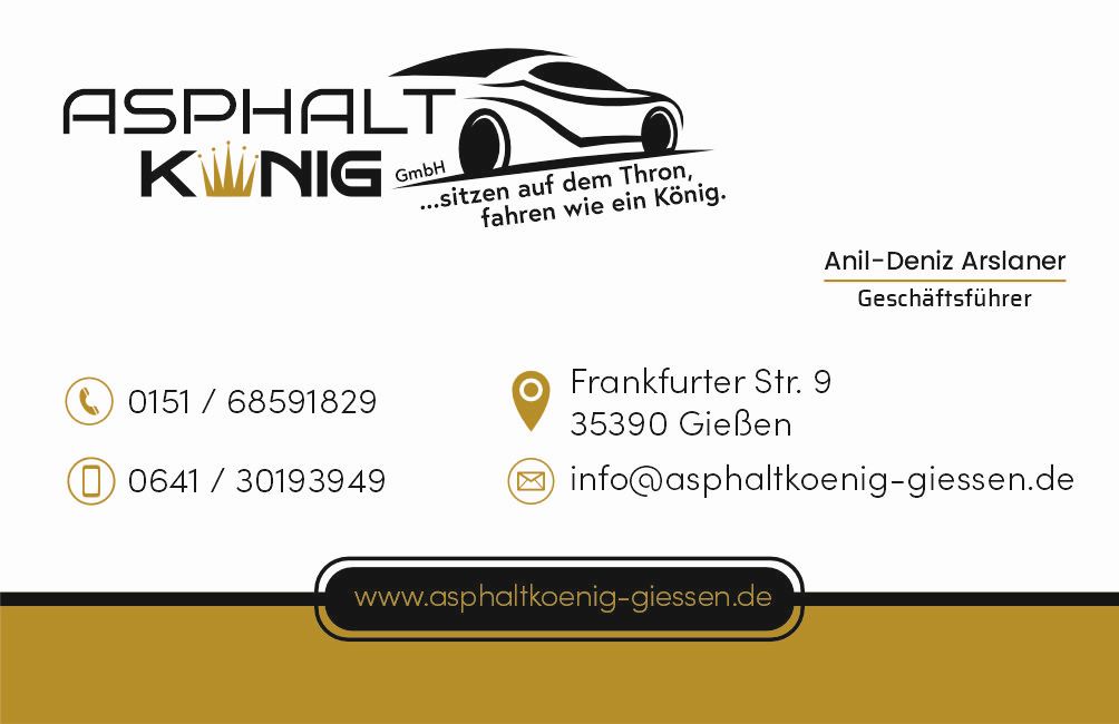 Visitenkarte für Fahrschule Asphaltkönig