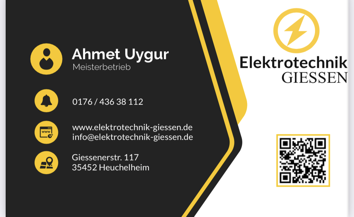 Visitenkarte für Elektrotechnik Gießen