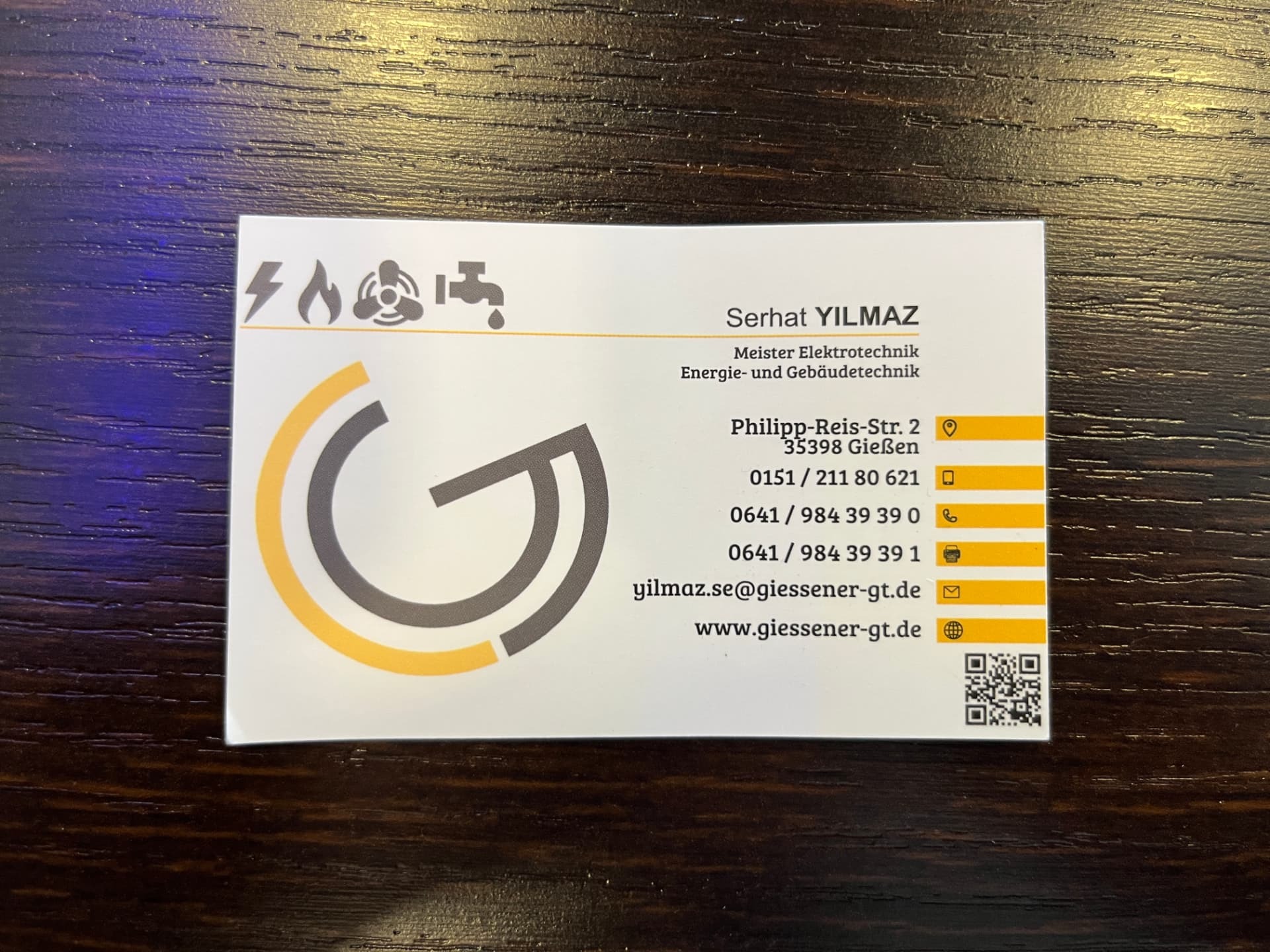 Visitenkarte für Gießener Energie- und Gebäudetechnik