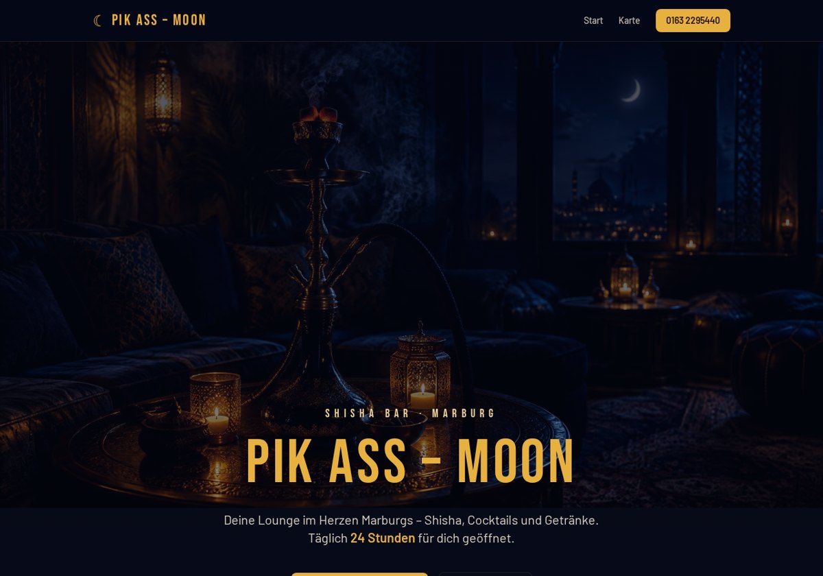 Echte Bildschirmaufnahme der Website Pik Ass – Moon