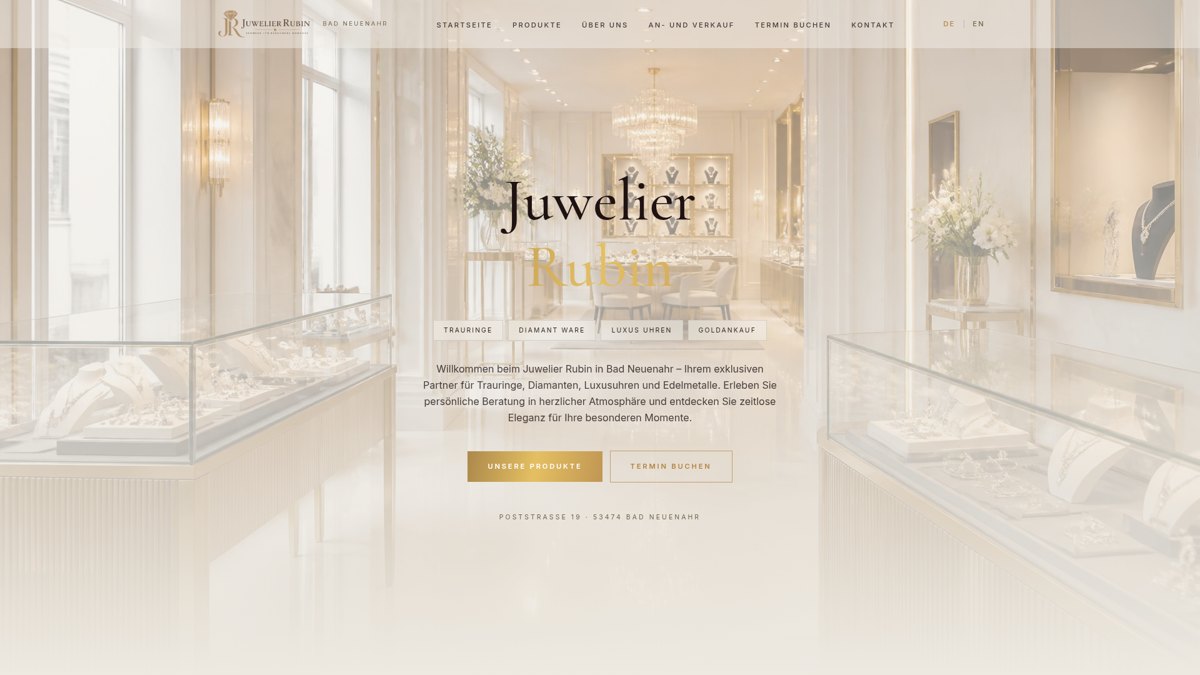 Echte Bildschirmaufnahme der Website Rubin Bad Neuenahr