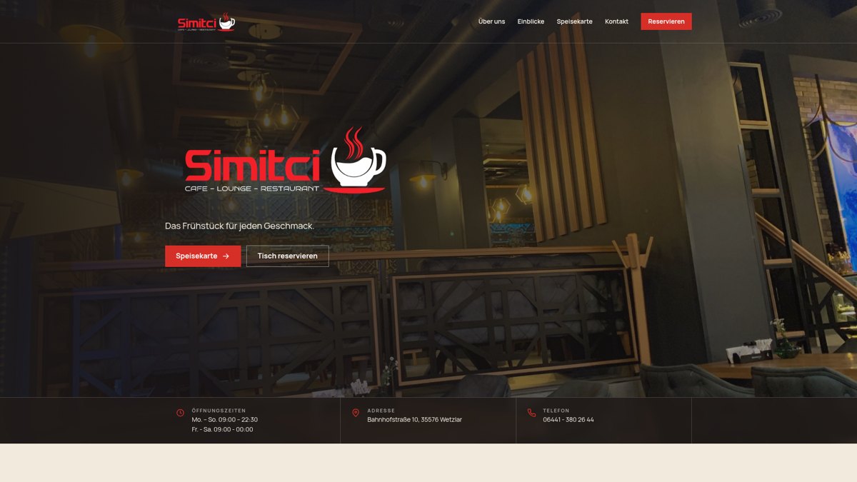 Echte Bildschirmaufnahme der Website Simitci Wetzlar